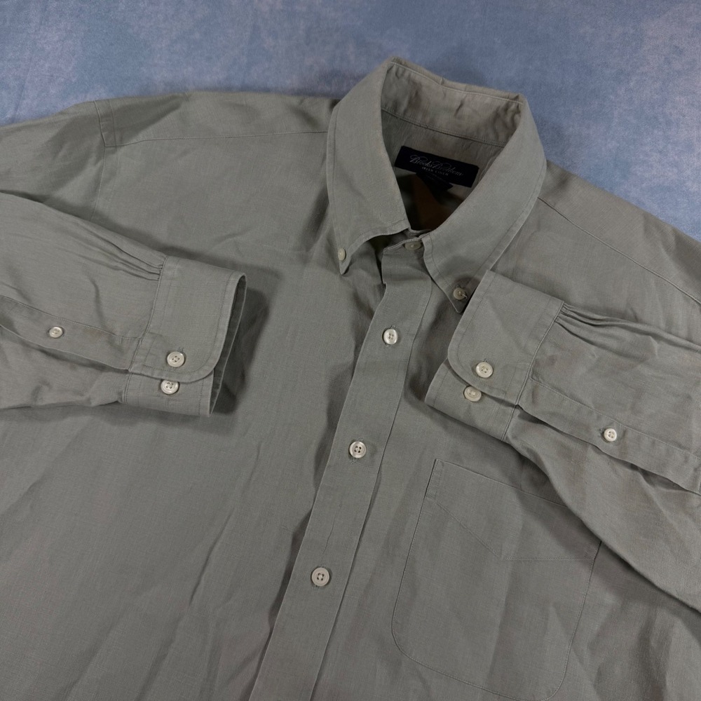 Brooks Brothers Irish Linen Button Down Mens L Green Excellent Long Sleeve 2876